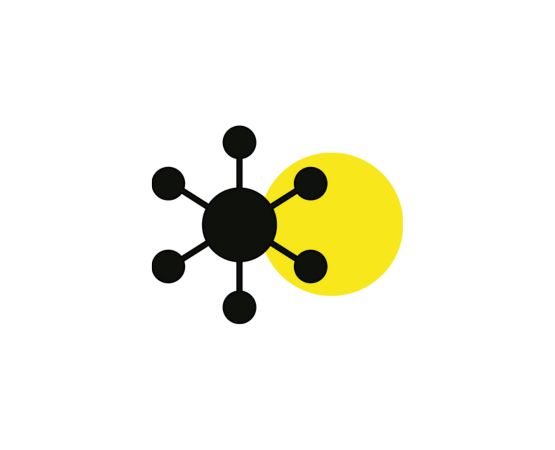 icône d'omnicanalité avec un cercle jaune