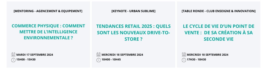 Planning de conférences Paris Retail Week - Aménagement & expérience du point de vente